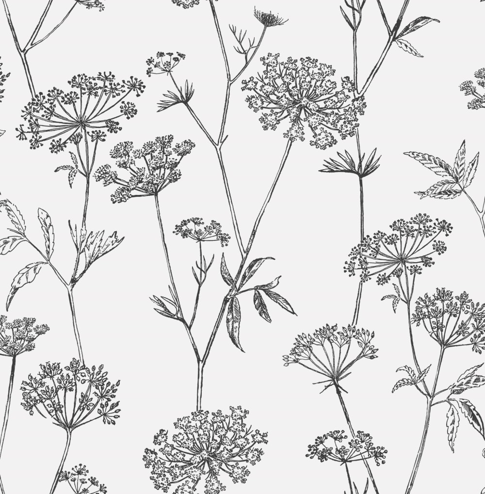 Papier peint intissé fleuri gravure noir écru 1000x53cm — vue 3