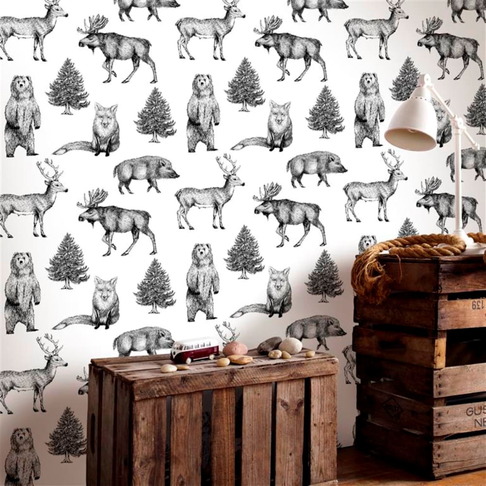 Superfresco Easy Papier peint intissé animaux vinyle blanc noir 1005x52cm style contemporain Noir Intissé - 1005x8x52cm