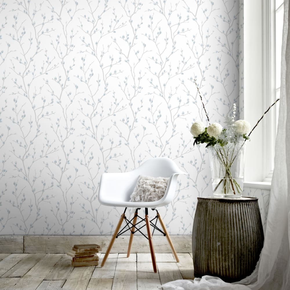 Papier peint intissé karma vinyle expansé blanc bleu 1005x52cm — vue 4