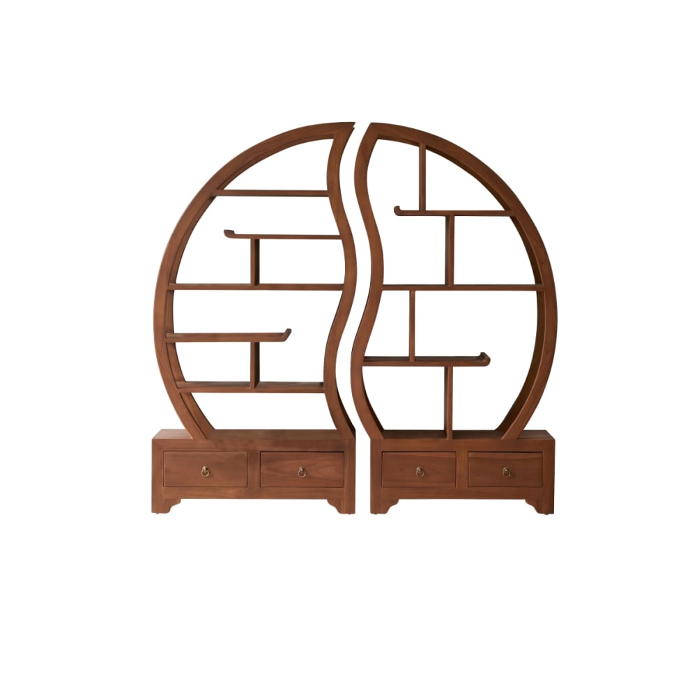 Tikamoon Bücherregal aus massivem Teak style exotic Beige Holz