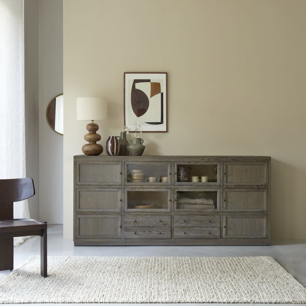 Tikamoon Sideboard aus Eiche 220 cm style vintage Grau Holz