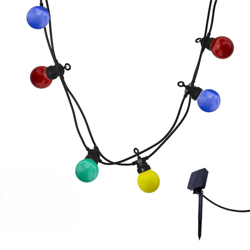 Guirlande solaire 10 globes Plastique Multicolore 5.7 m