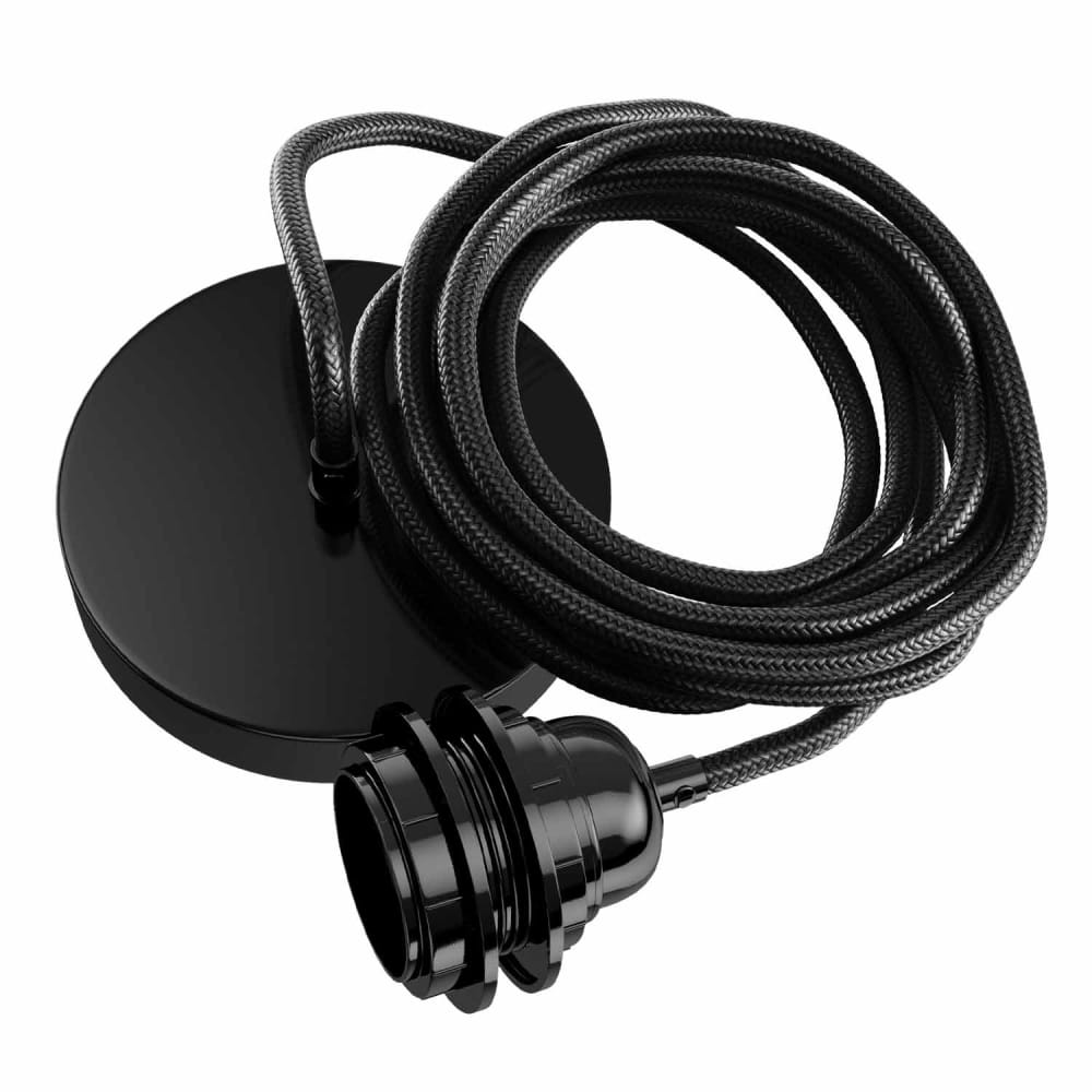 Cable para lámpara de algodón en negro 250x4x4 cm