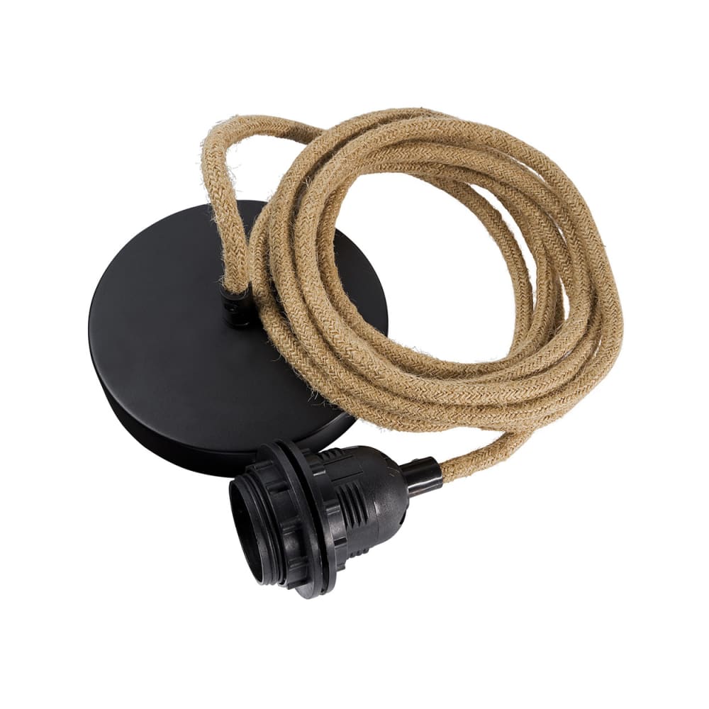 Hoopzi Pendellampe mit 1 Hanfkabel, schwarz style classic chic Beige Hanffaser