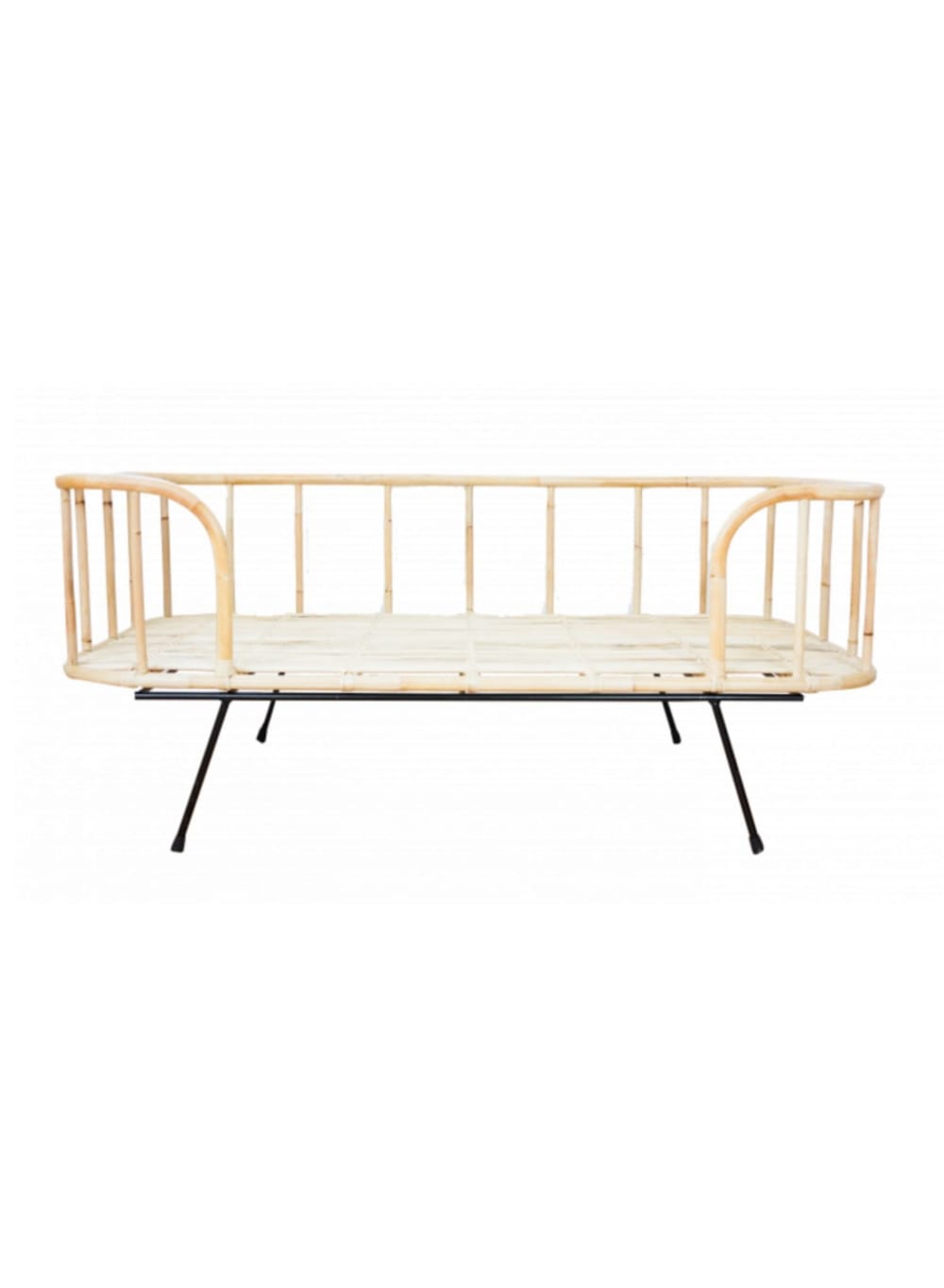 Lit banquette en rotin et métal (Saudara Collections) - Image 1