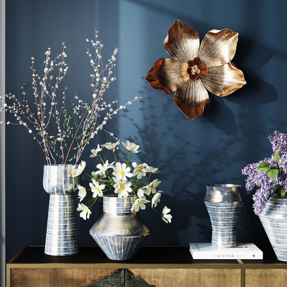 Déco murale orchidée dorée en polyrésine H44