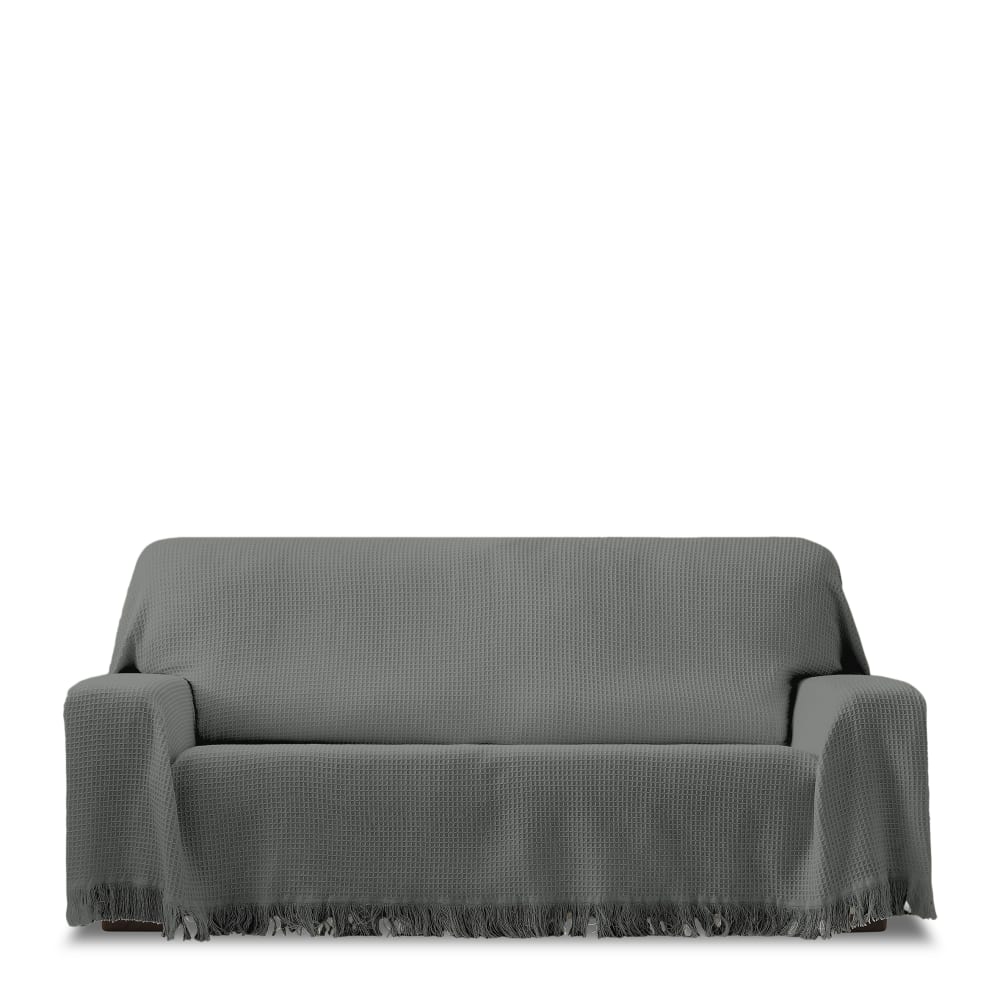 Plaid polyvalent gris foncé 230 cm (Mesures comptant les franges)