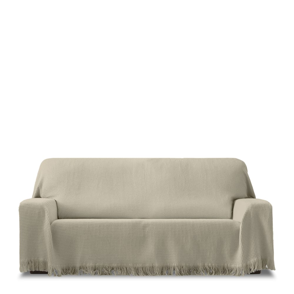 Plaid polyvalent taupe 180 cm (Mesures comptant les franges)