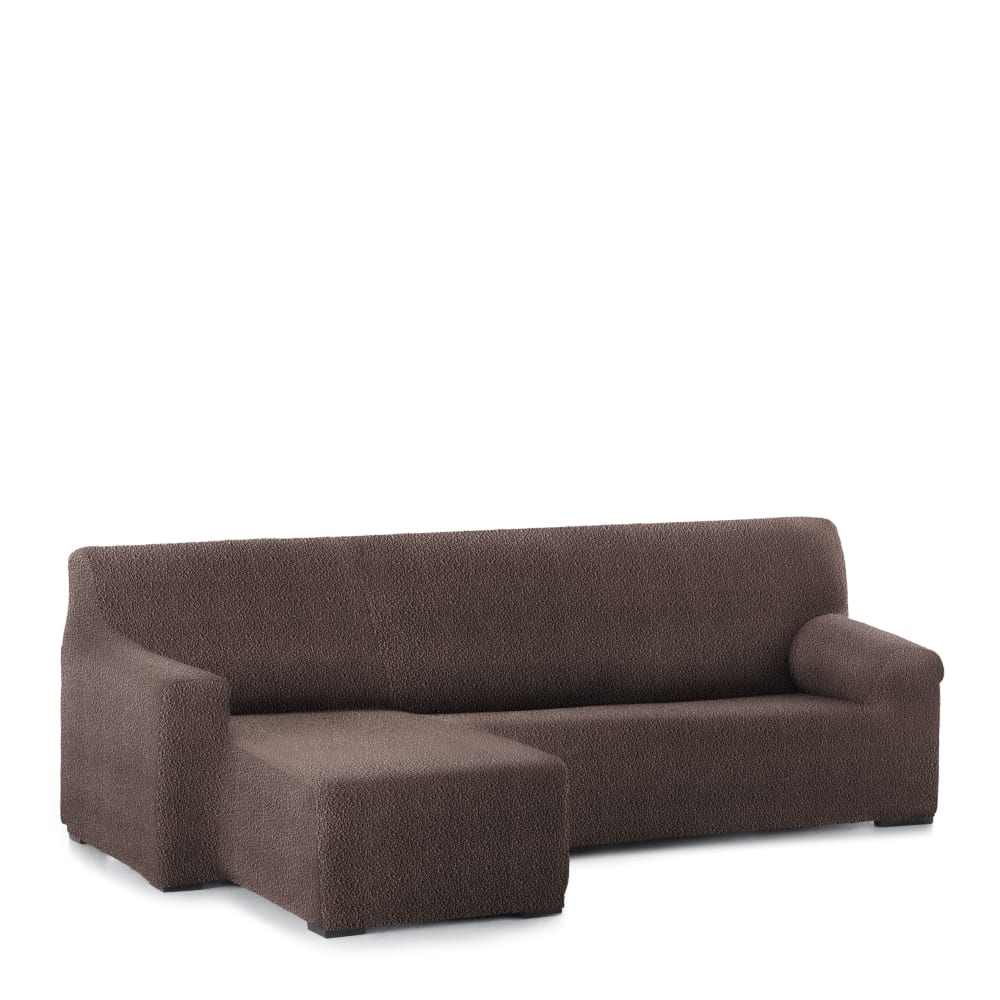 Funda sofá chaise longue elástica izquierda b/c marrón 250 - 360 cm