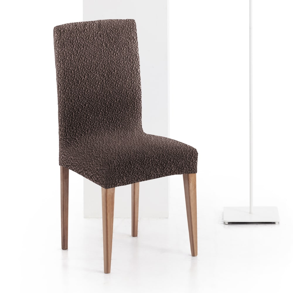 Pack 2 housses de chaise avec dossier extensible marron 40 - 50 cm — vue 3