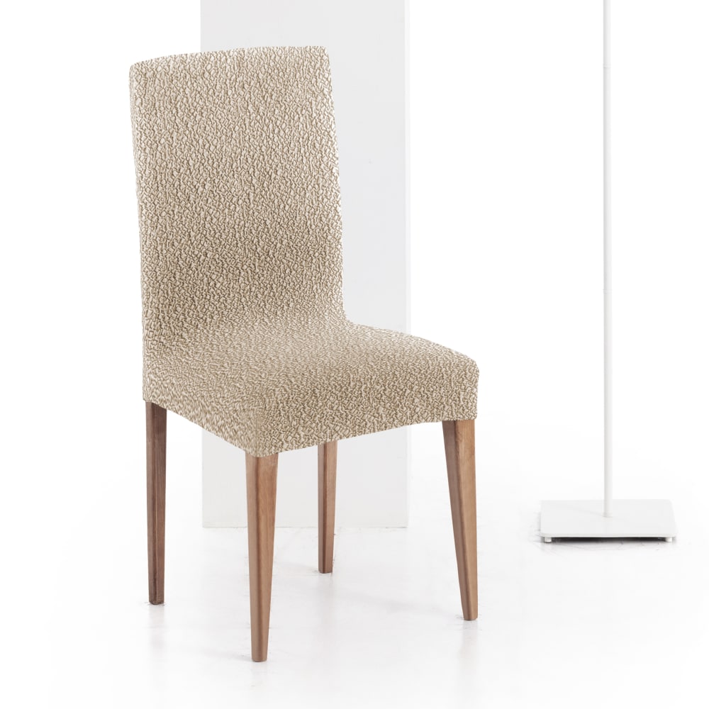 Pack 2 housses de chaise avec dossier extensible beige 40 - 50 cm — vue 3