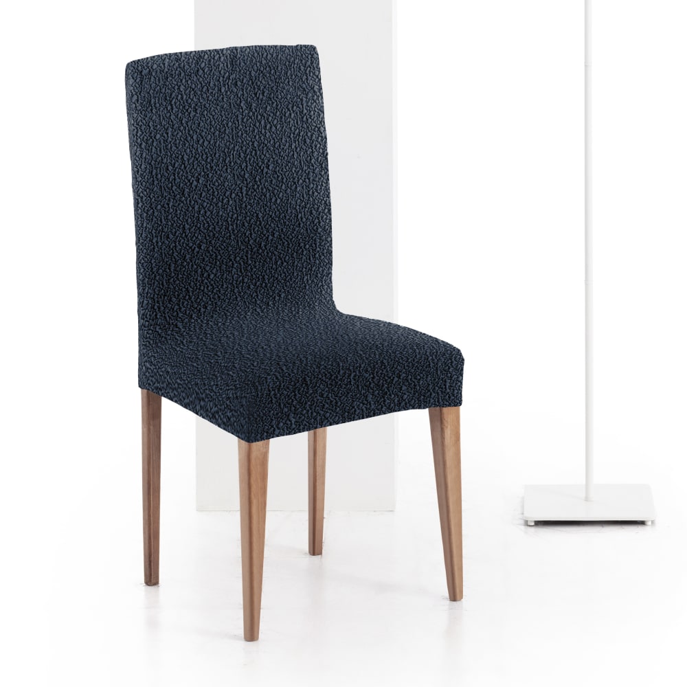 2er Set bi-elastischen Stuhlhussen mit Rückenlehne, blauen 40-50