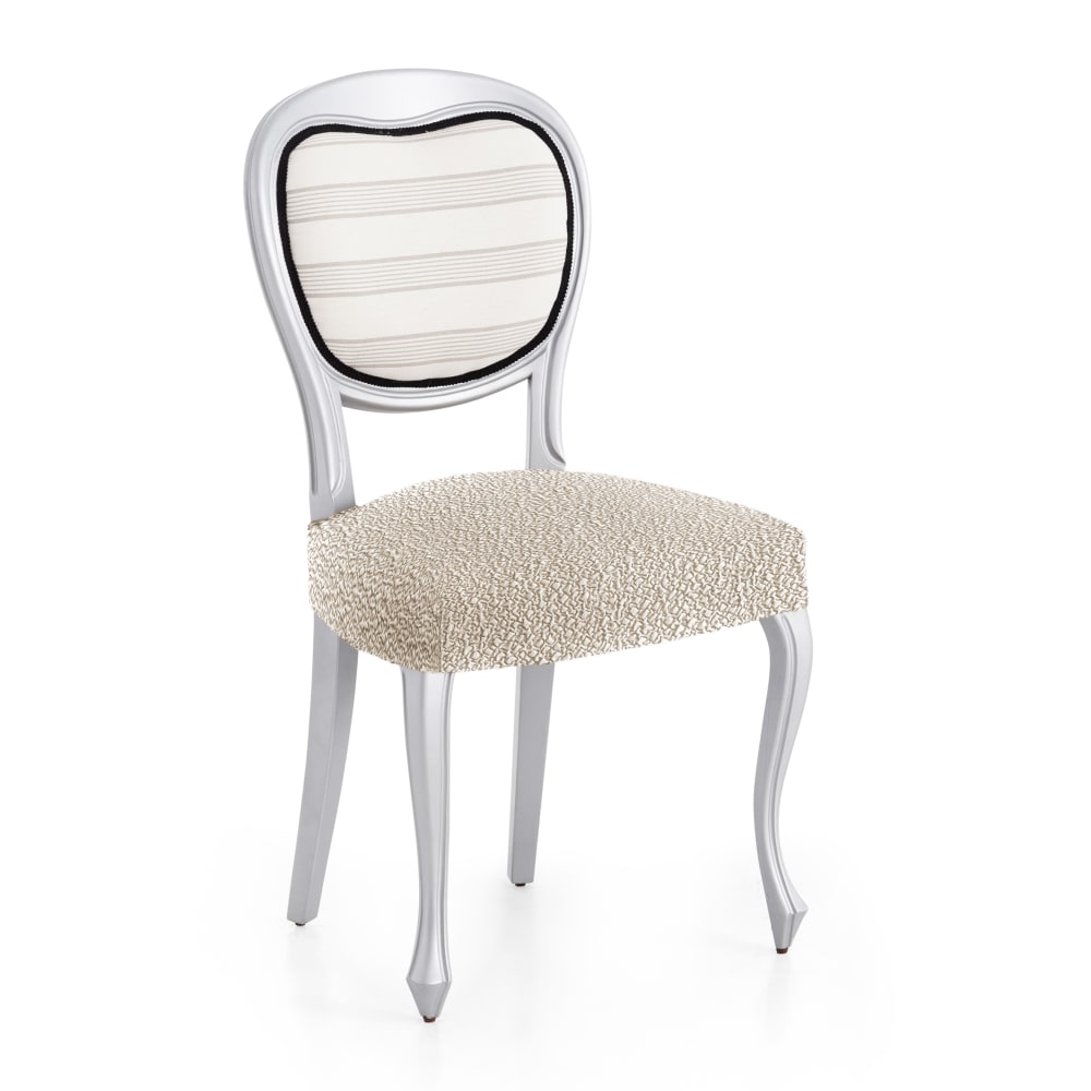 Set di 2 coprisedia elastico ecru 40 - 50 cm - Modello Classico chic - Beige - PES - Poliestere