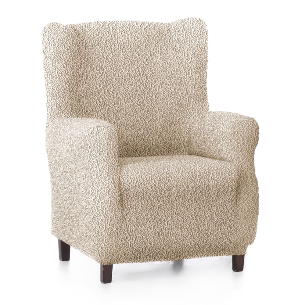 Funda de sillón orejero elástica beige 70 - 100 cm
