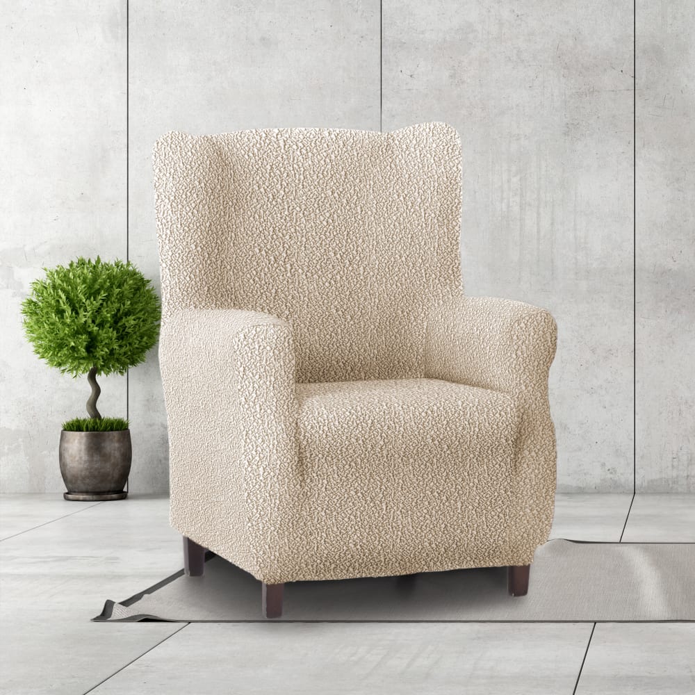 Funda de sillón orejero elástica beige 70 - 100 cm - Maisons du Monde