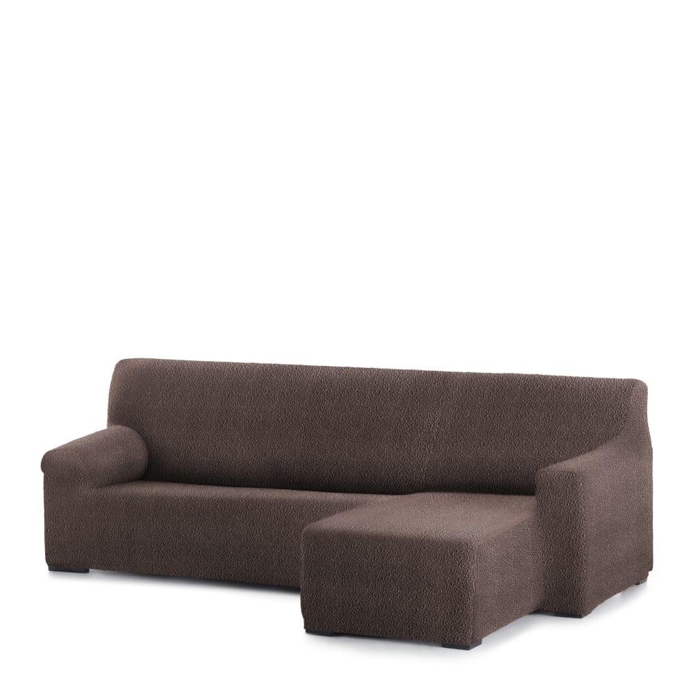 Funda sofá chaise longue elástica derecha b/c marrón 250 - 360 cm