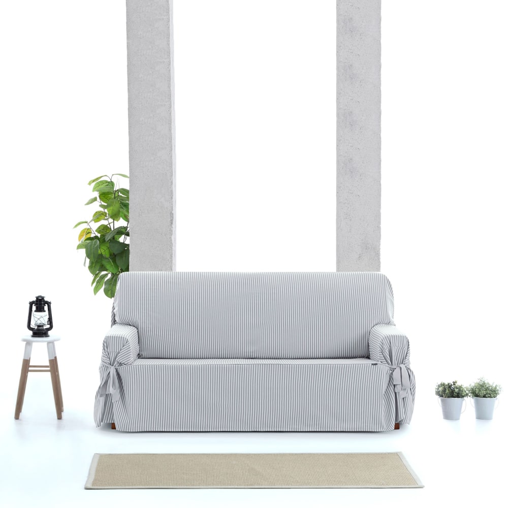 Copridivano tre posti con lacci grigio chiaro 180 - 230 cm - Eysa