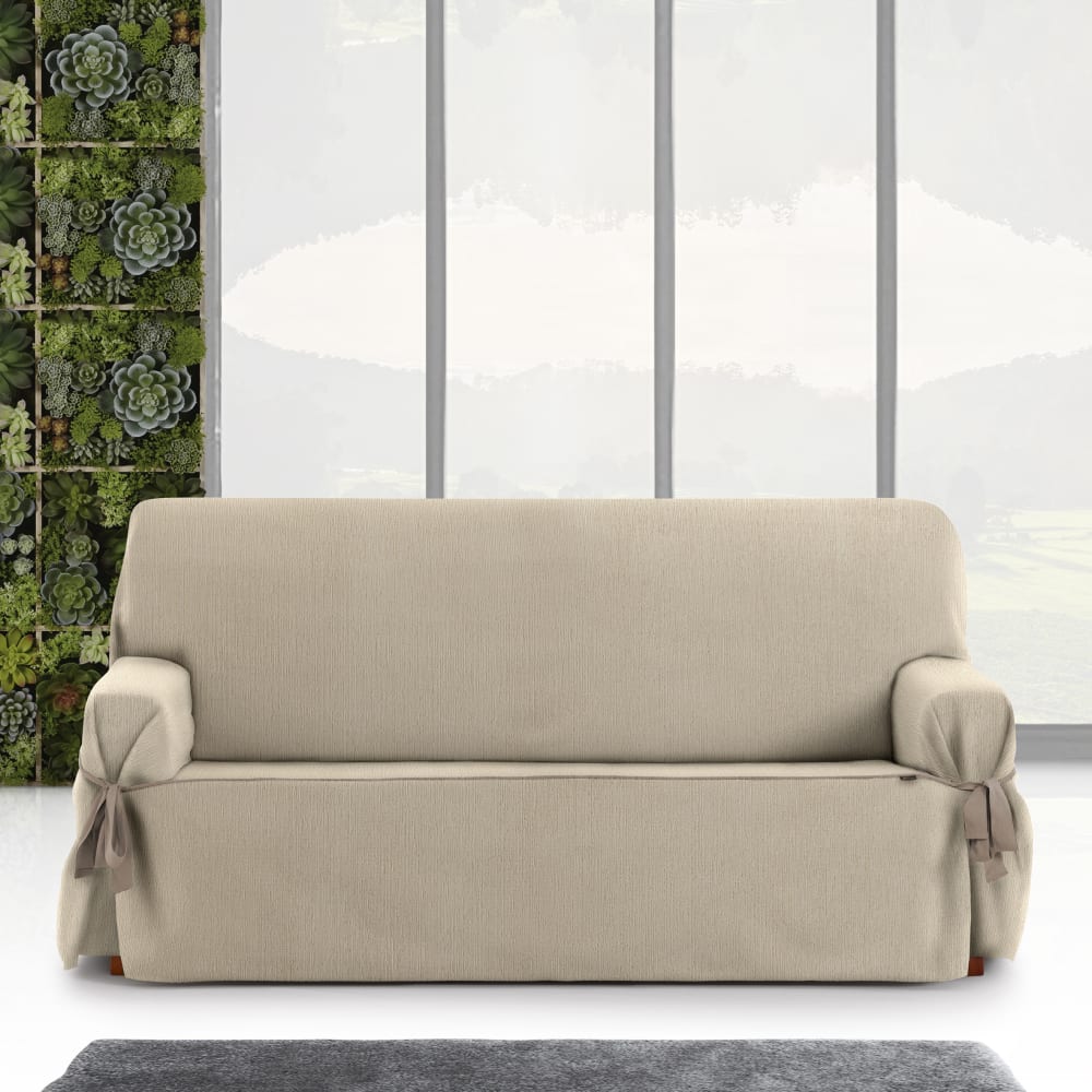 Funda de sofá dos plazas con lazos beige 140 - 180 cm - Maisons du Monde
