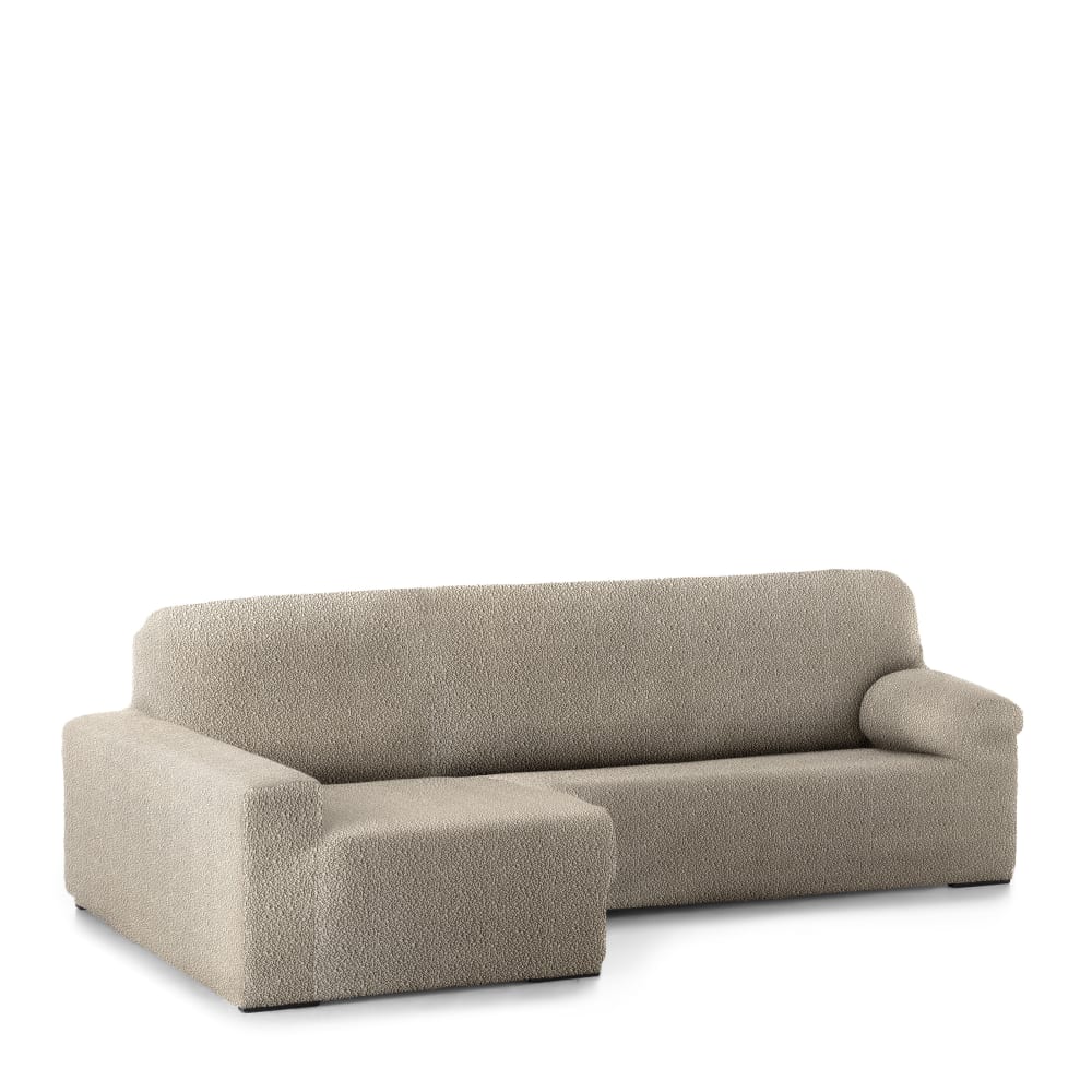 Housse de canapé en L gauche extensible taupe 250 - 360 cm