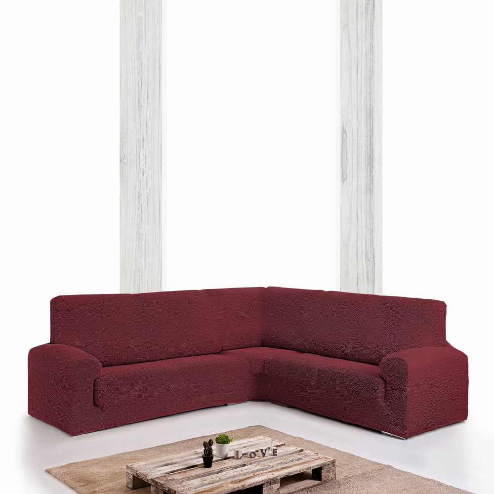 Funda de sofá rinconera 3+2 elástica burdeos 600 cm - Maisons du Monde