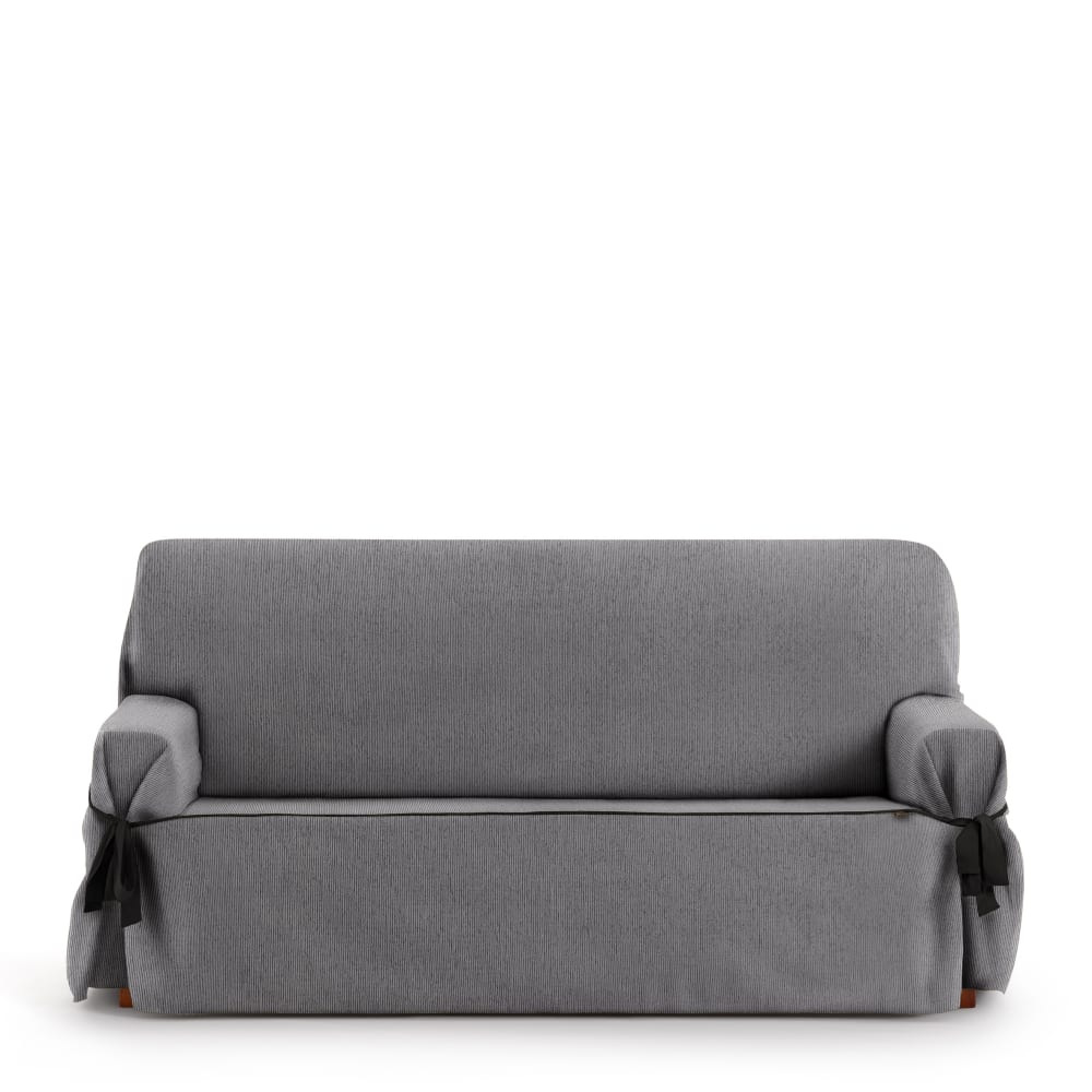 Funda de sofá tres plazas con lazos gris oscuro 180 - 230 cm