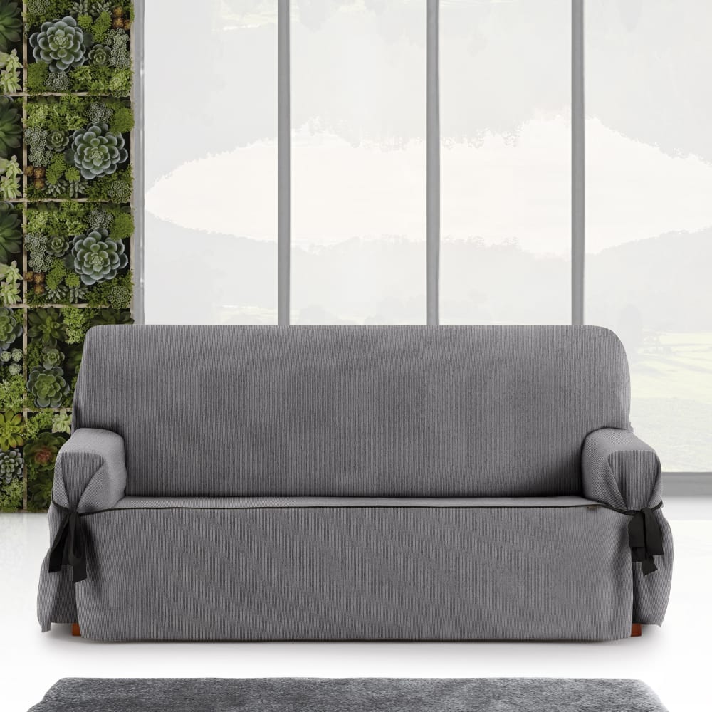 Funda de sofá tres plazas con lazos gris oscuro 180 - 230 cm - Maisons du Monde