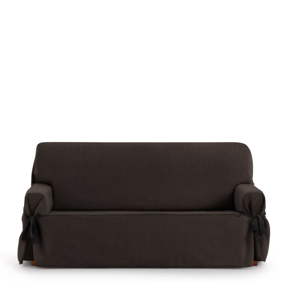 Funda de sofá dos plazas con lazos marrón 140 - 180 cm