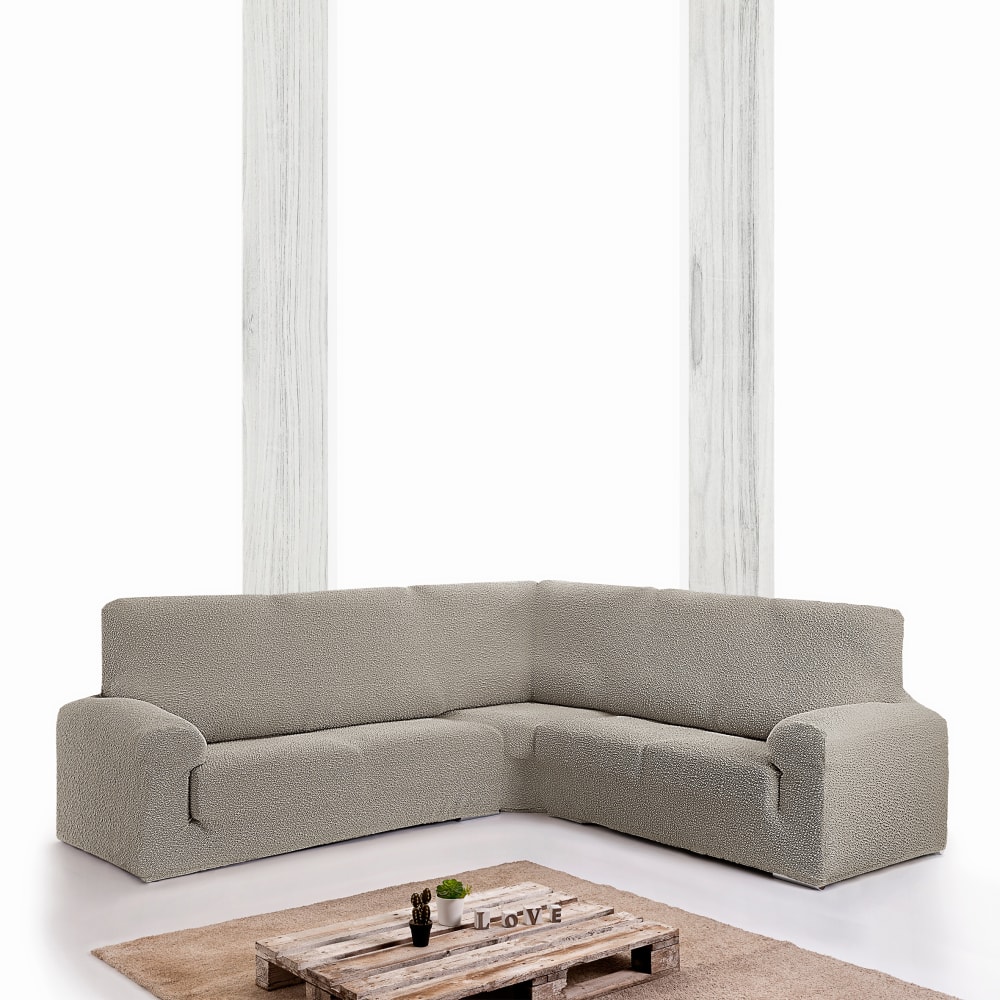 Funda de sofá rinconera 3+1 elástica beige 450 cm - Maisons du Monde