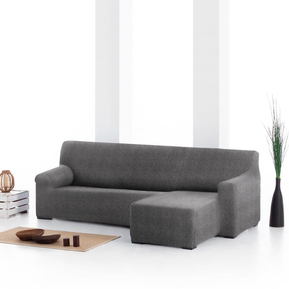 Funda sofá chaise longue elástica derecha b/c gris oscuro 250 - 360 cm - Maisons du Monde