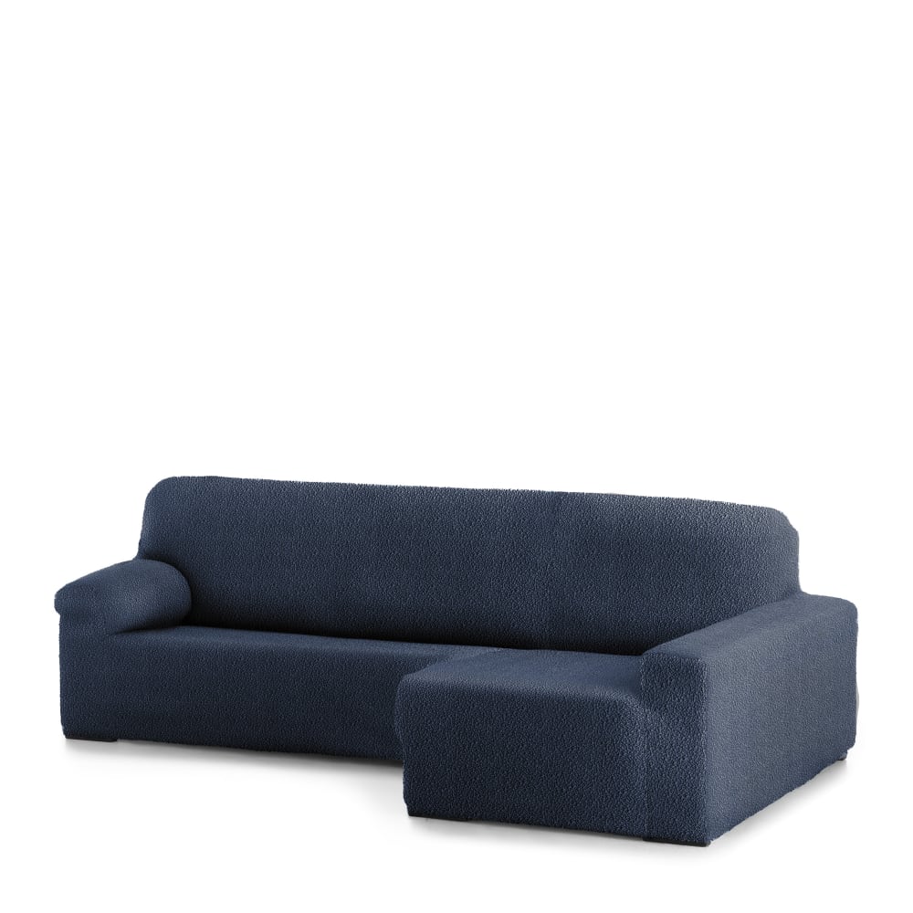 Housse de canapé en L droite extensible bleu 250 - 360 cm