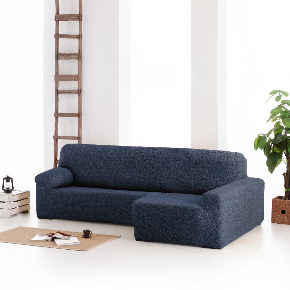 Housse de canapé en l droite extensible bleu 250 - 360 cm — vue 3