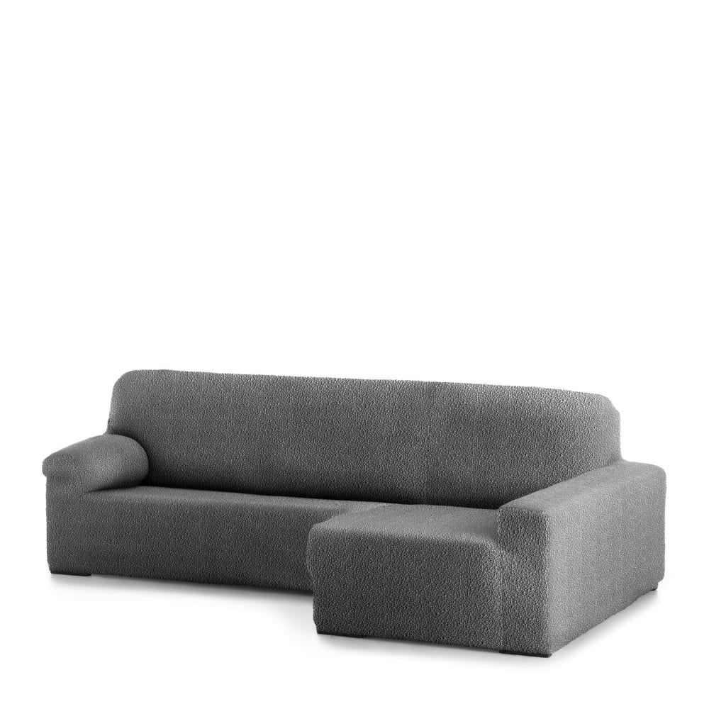 Funda de sofá chaise longue elástica derecha gris oscuro 250 - 360 cm