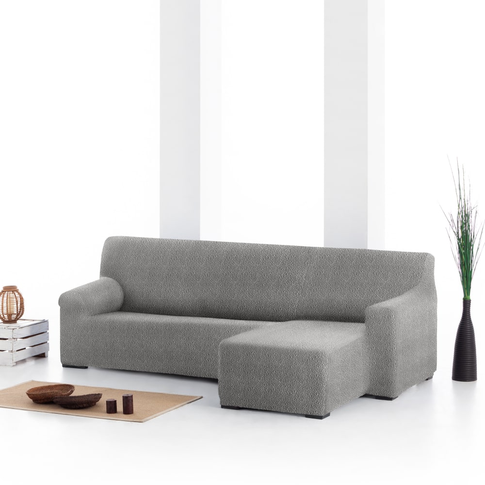 Funda sofá chaise longue elástica derecha b/c gris claro 250 - 360 cm - Maisons du Monde