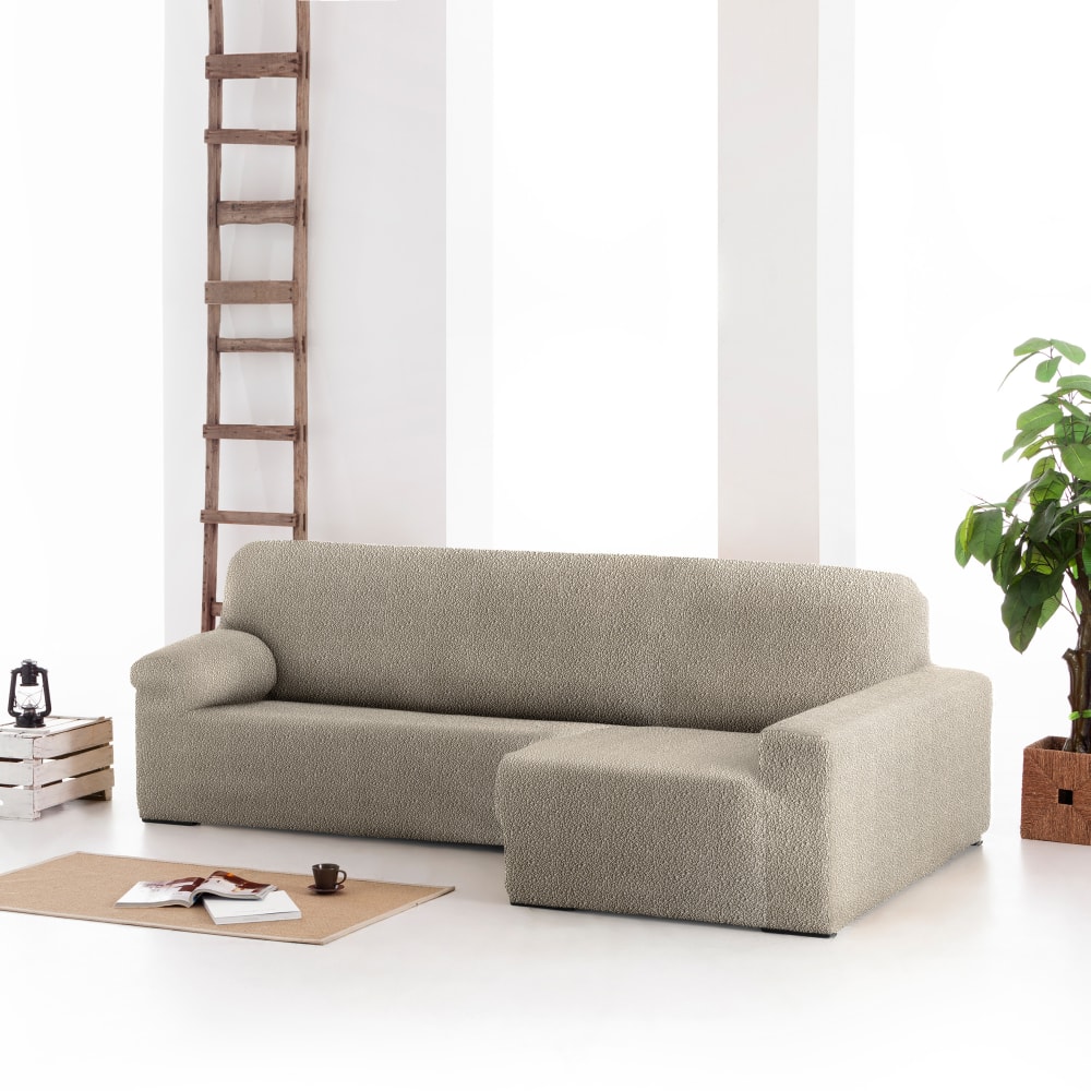 Housse de canapé en l droite extensible taupe 250 - 360 cm — vue 3