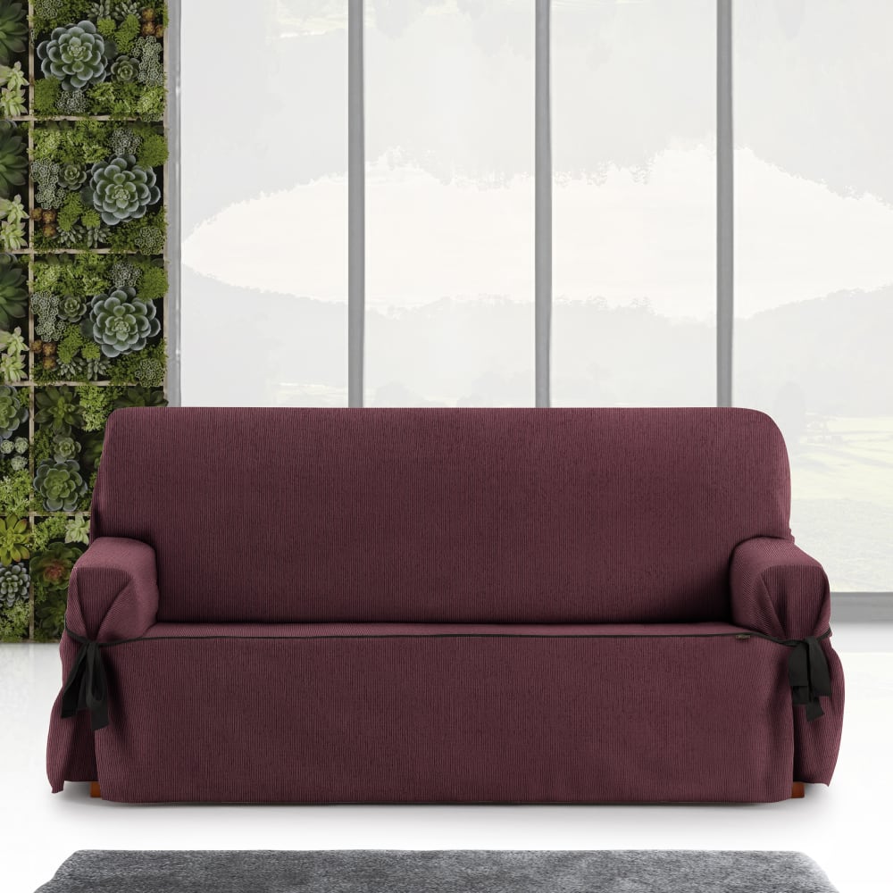 Funda de sofá dos plazas con lazos burdeos 140 - 180 cm - Maisons du Monde
