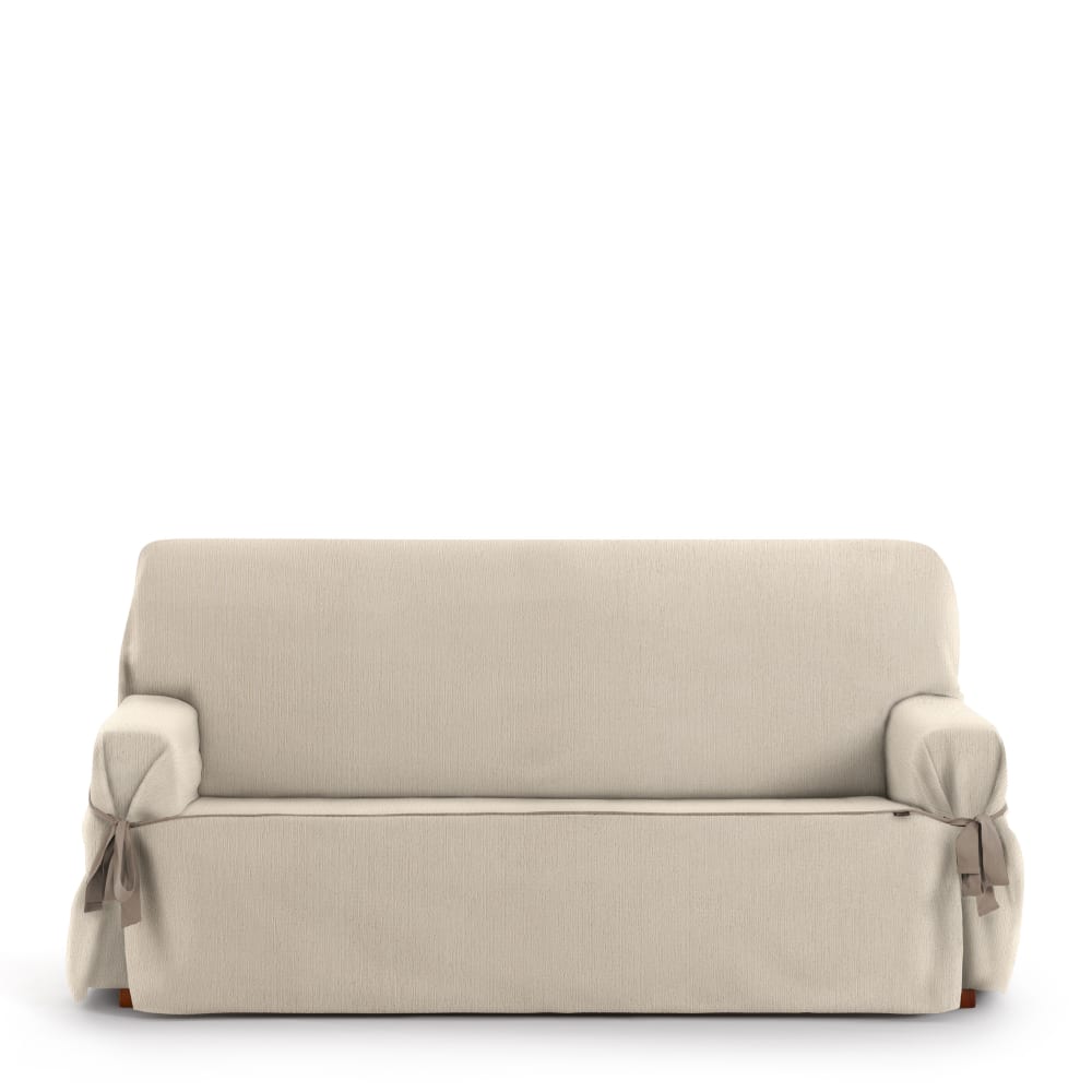 Funda de sofá tres plazas con lazos crudo 180 - 230 cm