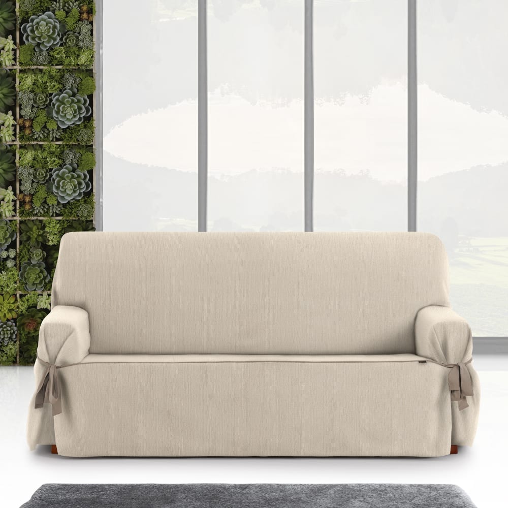 Funda de sofá tres plazas con lazos crudo 180 - 230 cm - Maisons du Monde