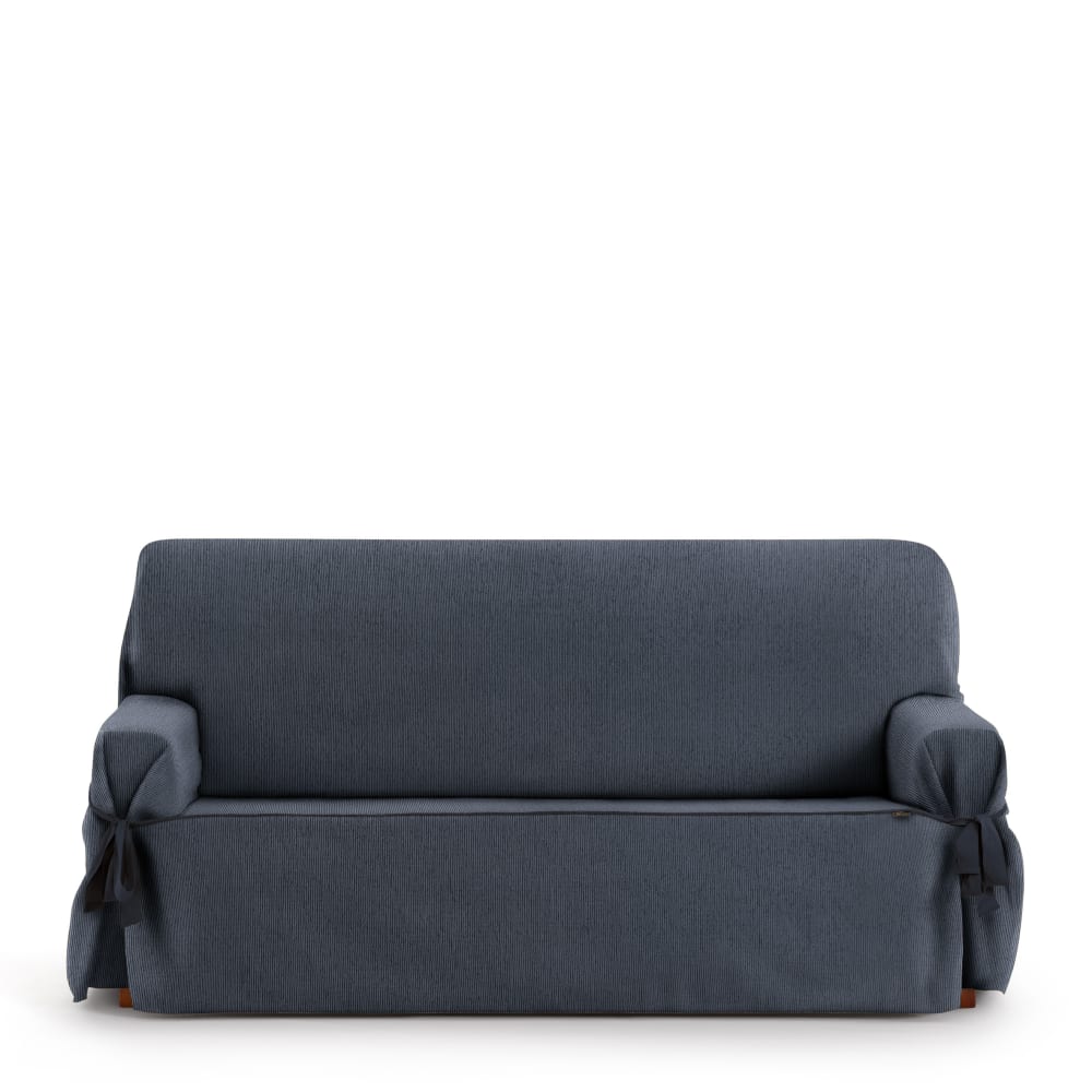 Funda de sofá tres plazas con lazos azul 180 - 230 cm