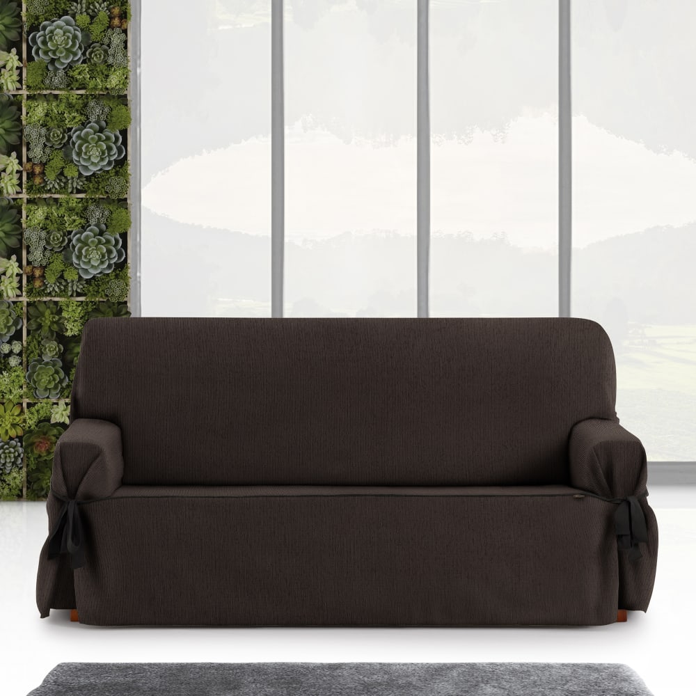 Funda de sofá tres plazas con lazos marrón 180 - 230 cm - Maisons du Monde