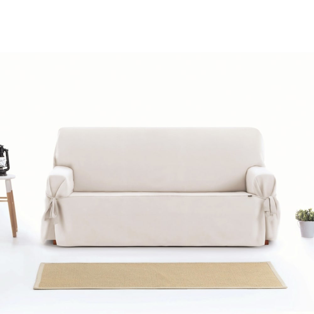 Copridivano 2 posti con lacci bianco 140 - 180 cm - Eysa