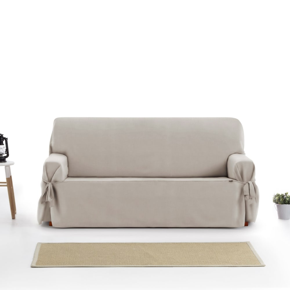 Funda de sofá 2 plazas con lazos topo 140 - 180 cm - Maisons du Monde