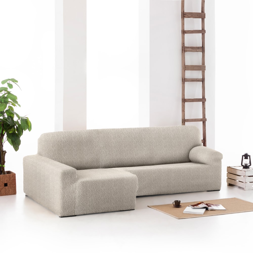 Funda de sofá chaise longue elástica izquierda crudo 250 - 360 cm - Maisons du Monde