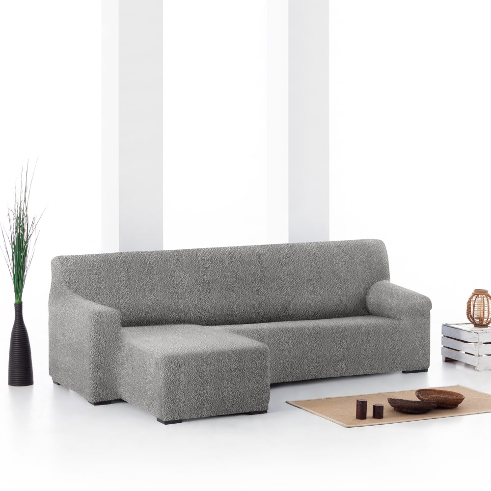 Funda sofá chaise longue elástica izq b/c gris claro 250 - 360 cm - Maisons du Monde