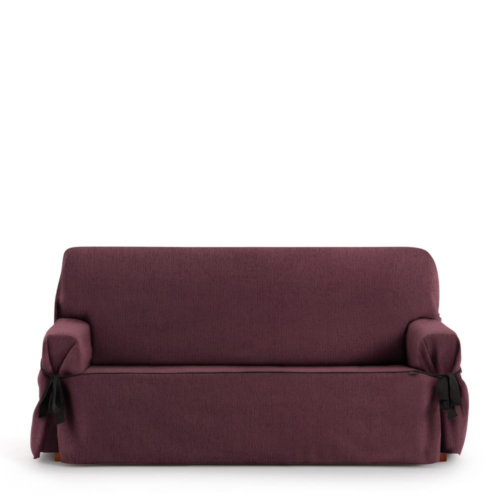 Funda de sofá tres plazas con lazos burdeos 180 - 230 cm