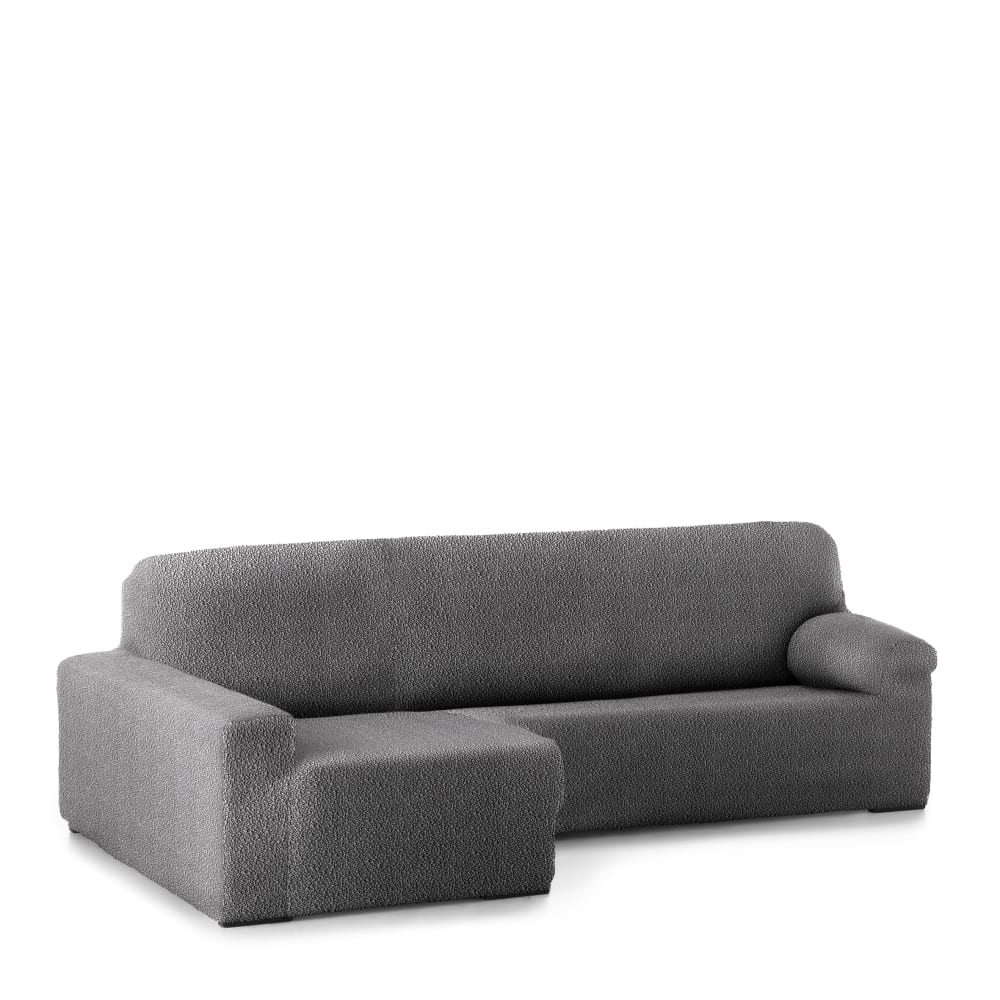 Funda de sofá chaise longue elástica izq gris oscuro 250 - 360 cm