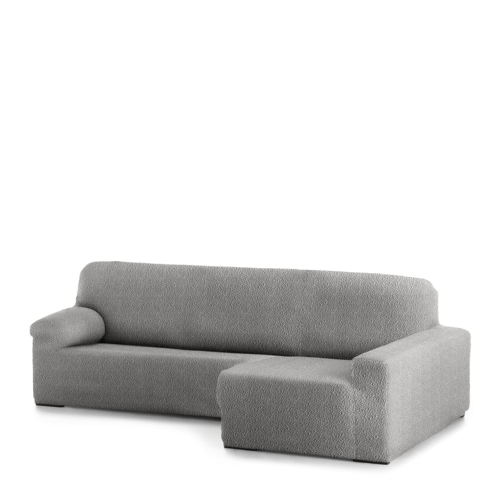 Funda de sofá chaise longue elástica derecha gris claro 250 - 360 cm