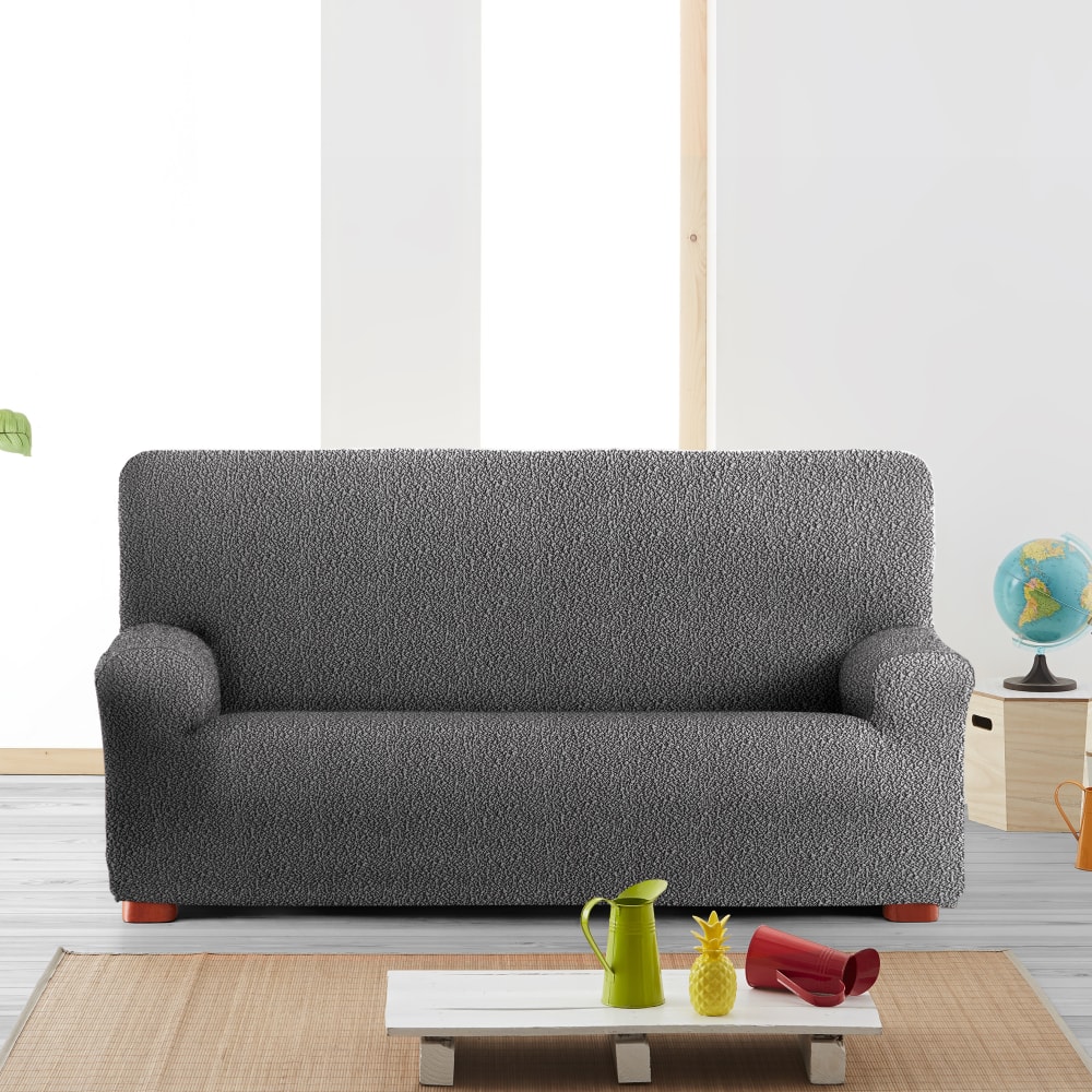Funda de sofá 2 plazas elástica gris oscuro 140 - 200 cm - Maisons du Monde