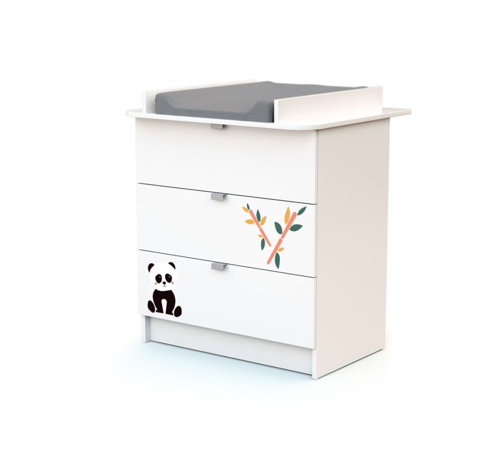 Commode à langer 3 tiroirs en bois Panda Blanc
