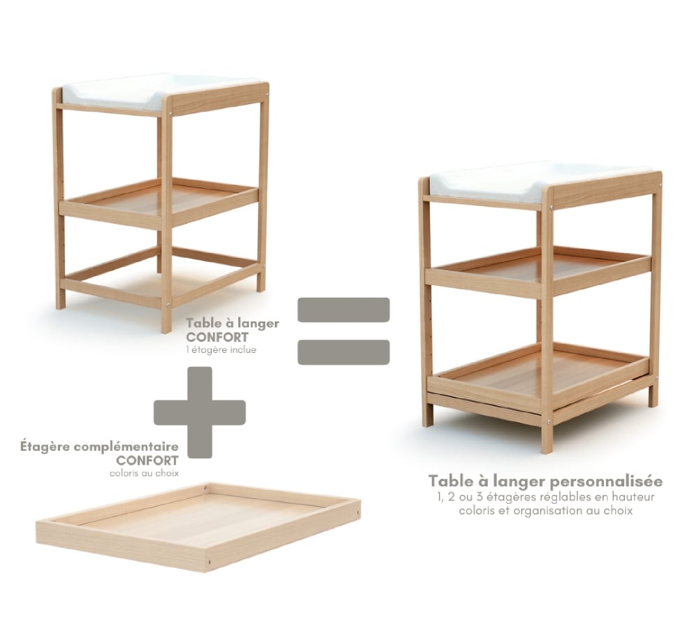 Table à langer en bois de hêtre Confort (AT4) - Image 3
