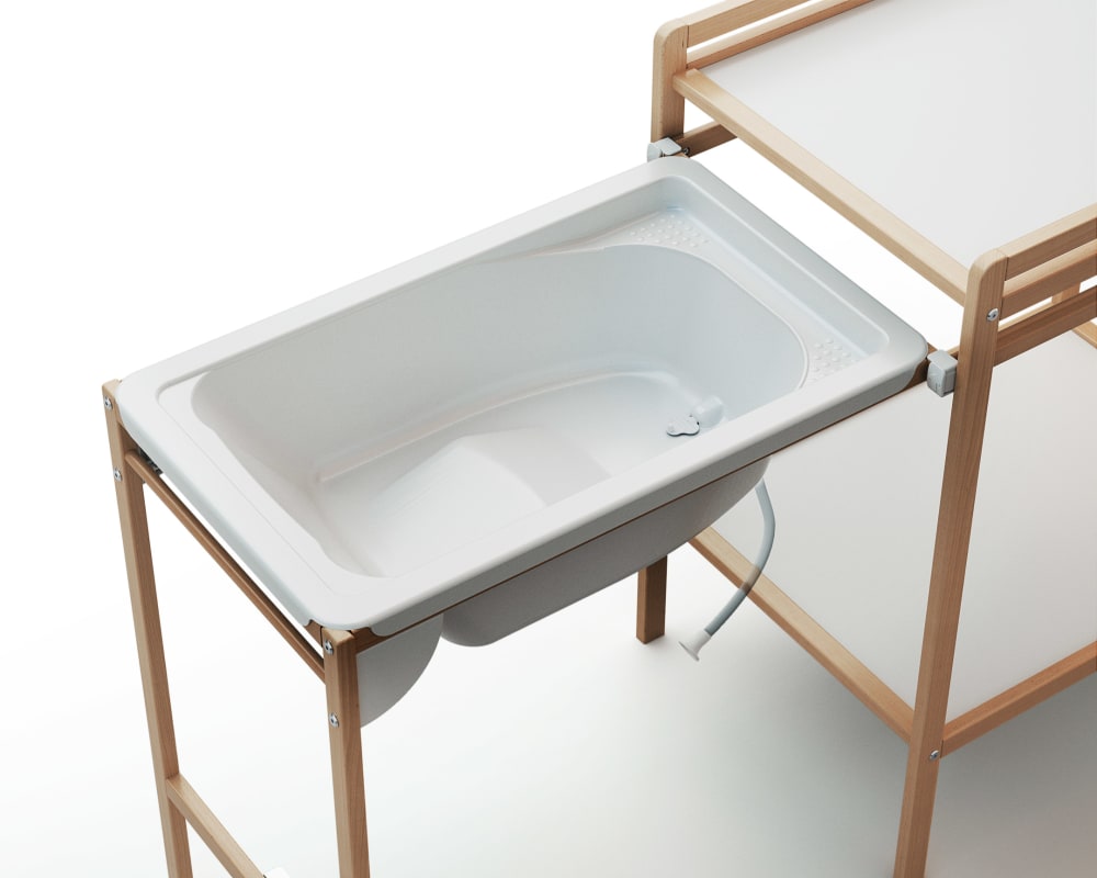Table à langer avec baignoire en bois hêtre verni (At4) - Image 2